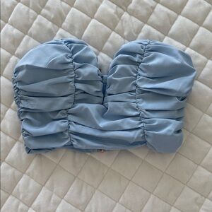 Blue Ruched Crop Top